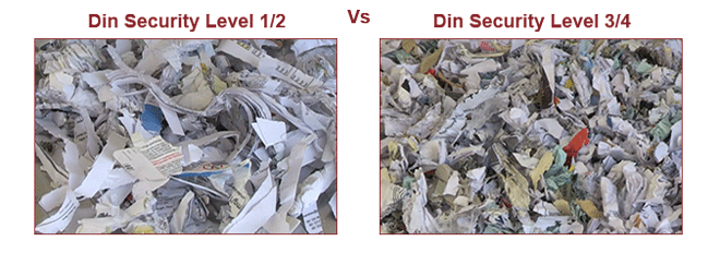 din level 3/4 shredding vs din level 1/2, confidential shredding